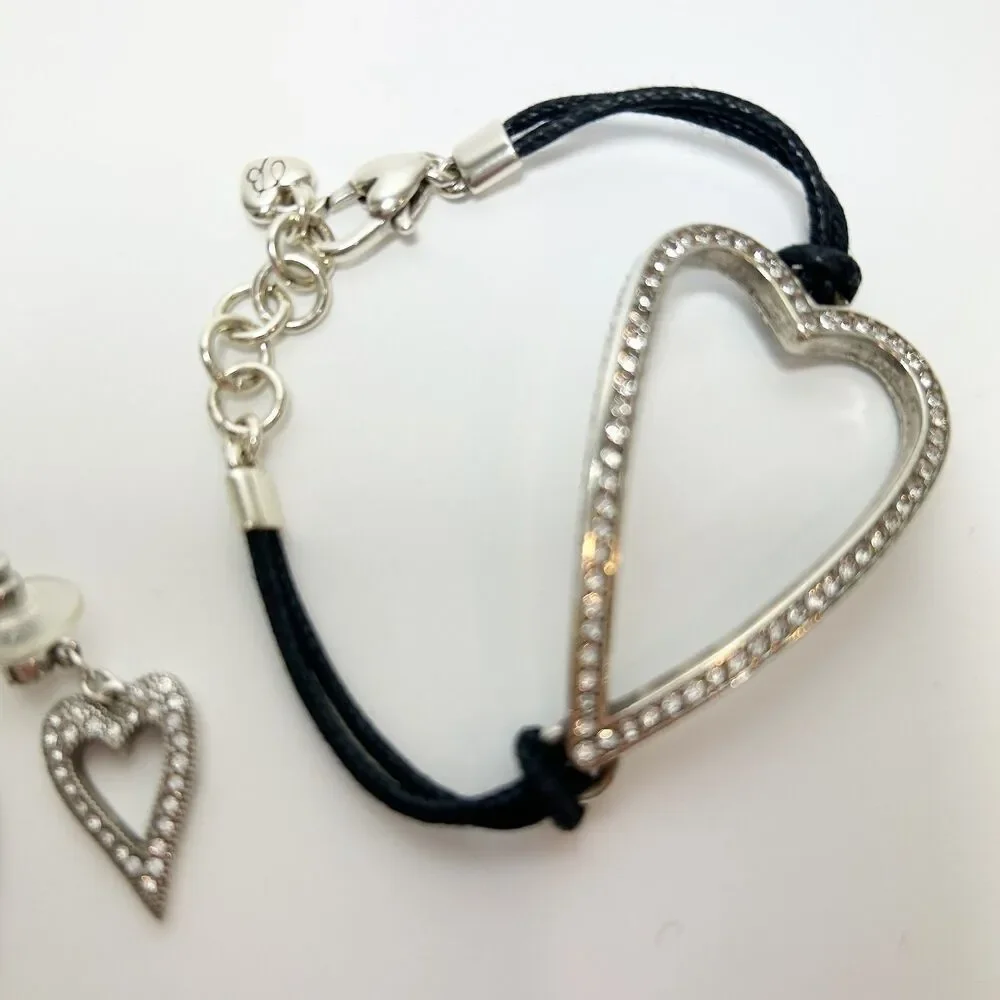 Brighton Starry Night Uber Heart Crystal Black Cord Bracklet & Earring Set